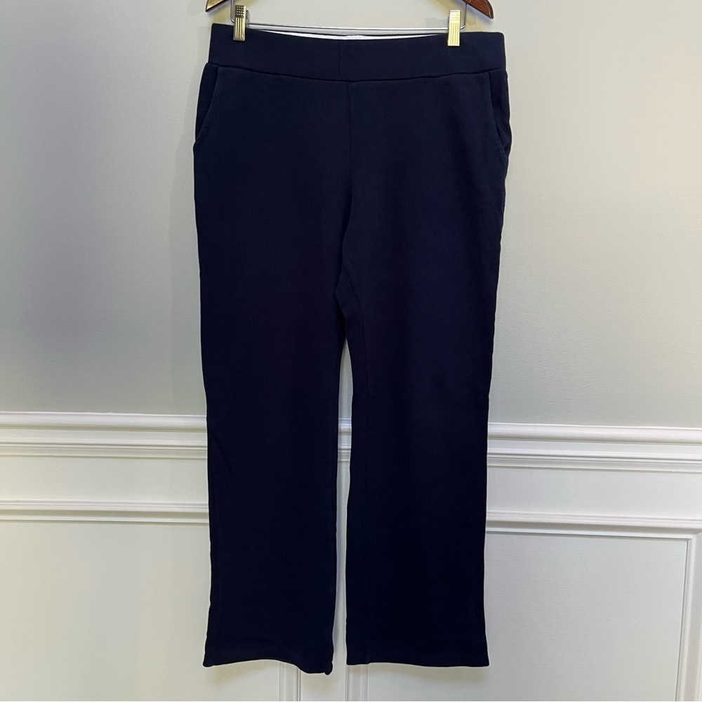 Lauren Ralph Lauren Navy Ribbed Straight Wide Leg Pants Size L